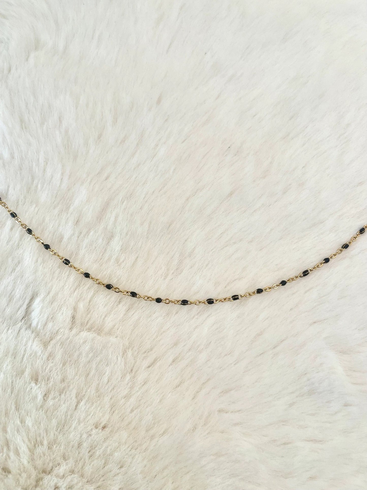 Black Beaded 925 Silver Anklet