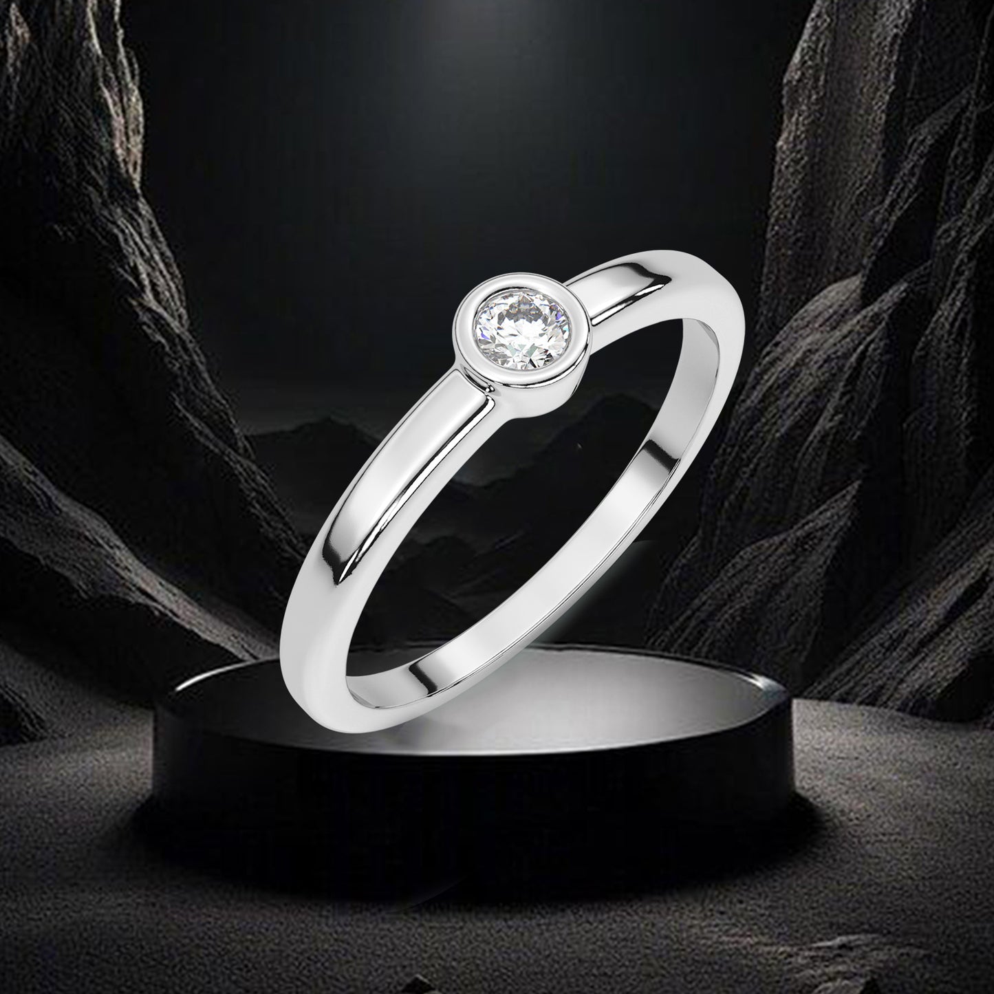 Bezel Moissanite Diamond 925 Silver Ring
