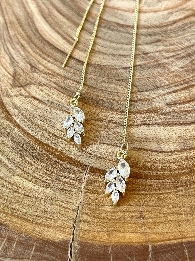 Leaf Charm Sui Dhaga 925 silver Earring