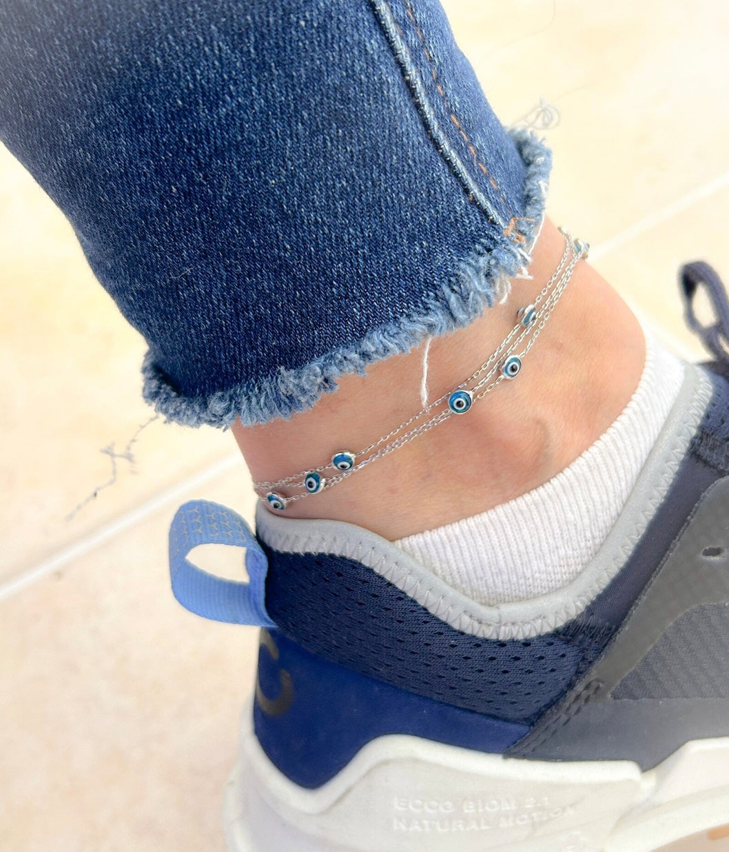 Delicate Evil Eye 925 Silver Anklet