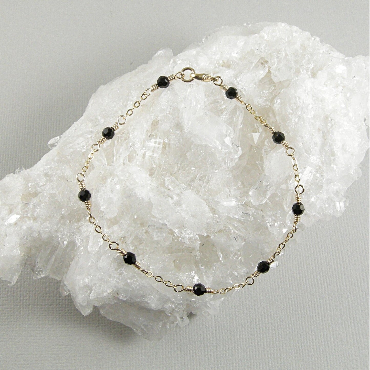 Black Crystal 925 Silver Anklet