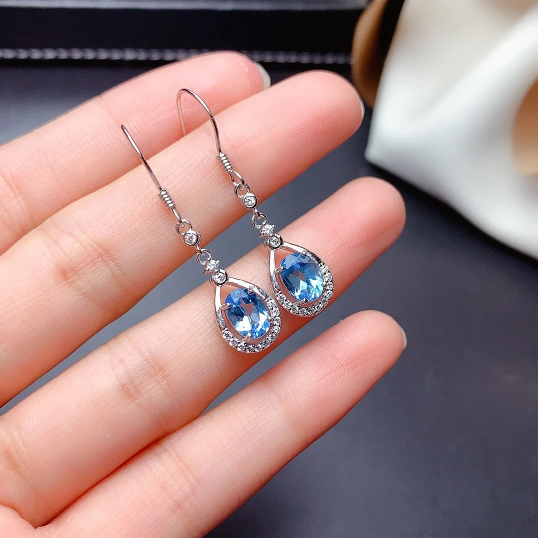Natural Swiss 925 Silver Earring
