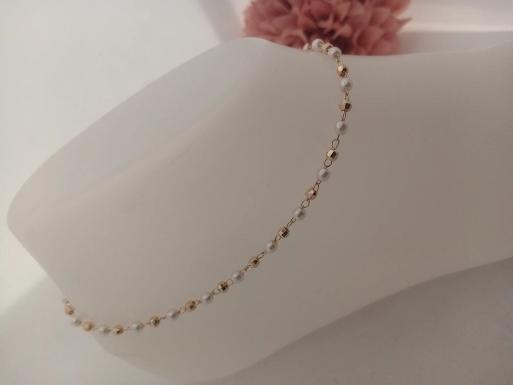Beaded Pearl 925 Silver Anklet