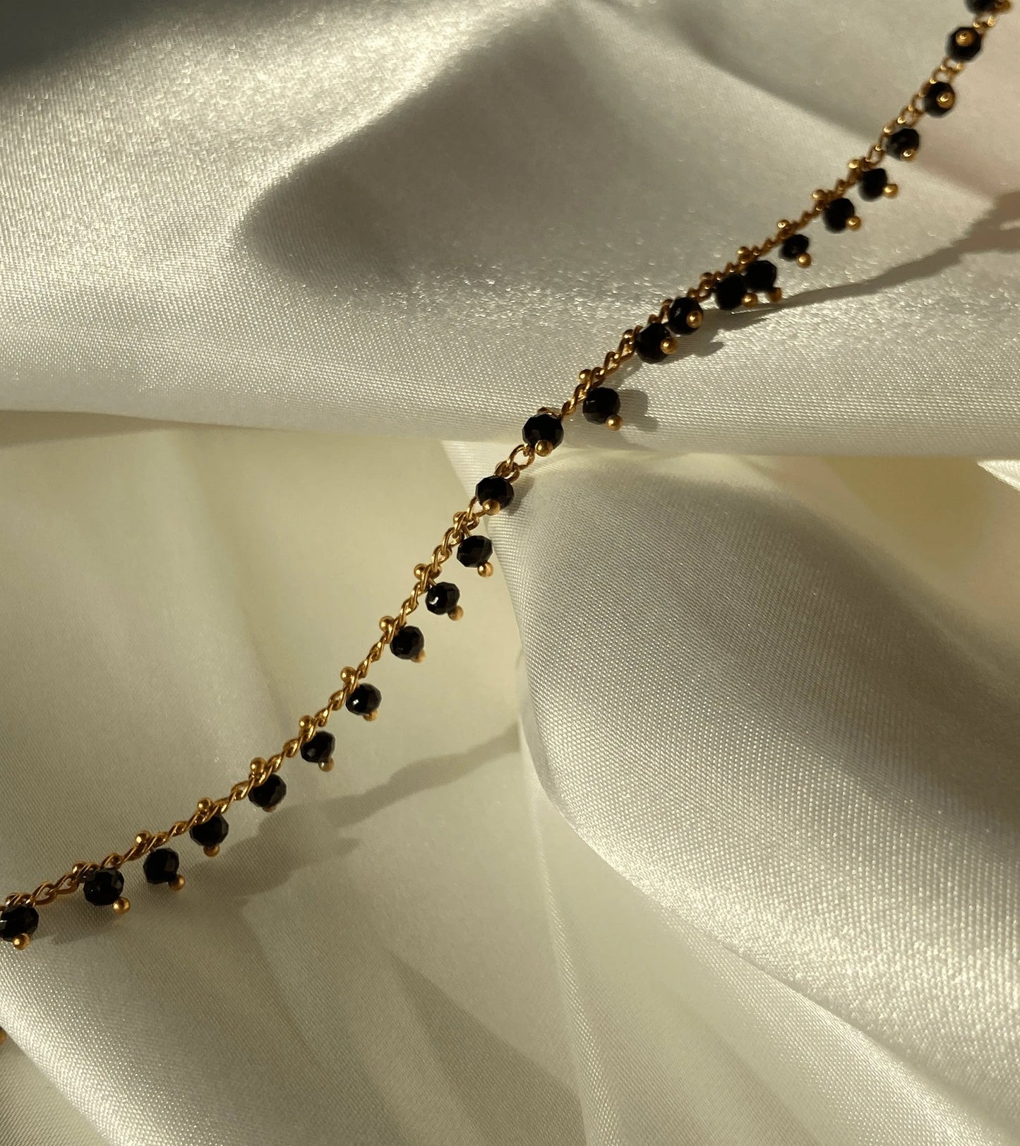 Black Dangly 925 Silver Anklet