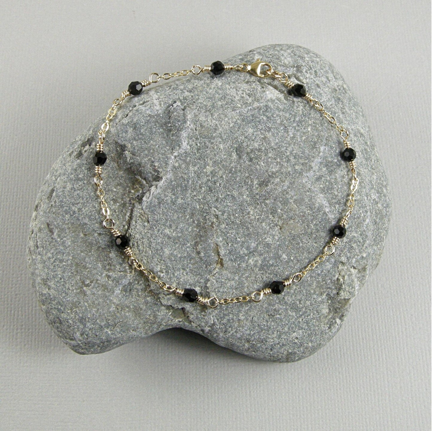 Black Crystal 925 Silver Anklet