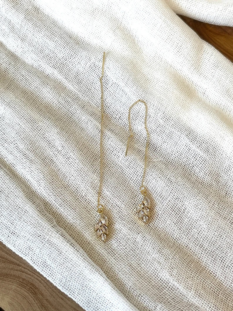 Leaf Charm Sui Dhaga 925 silver Earring