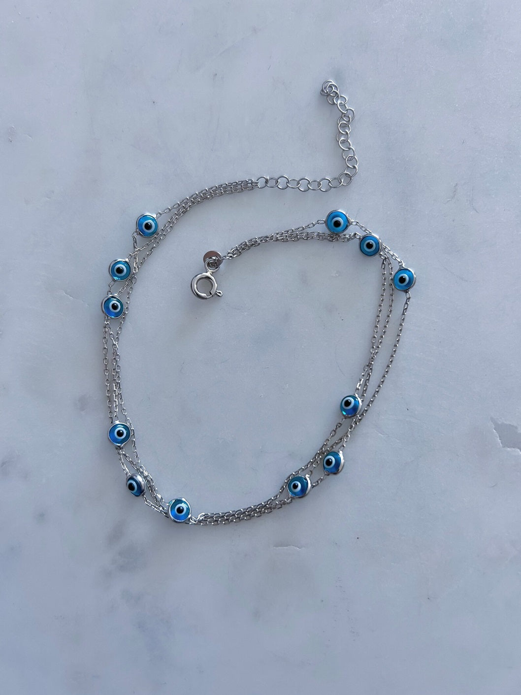 Delicate Evil Eye 925 Silver Anklet