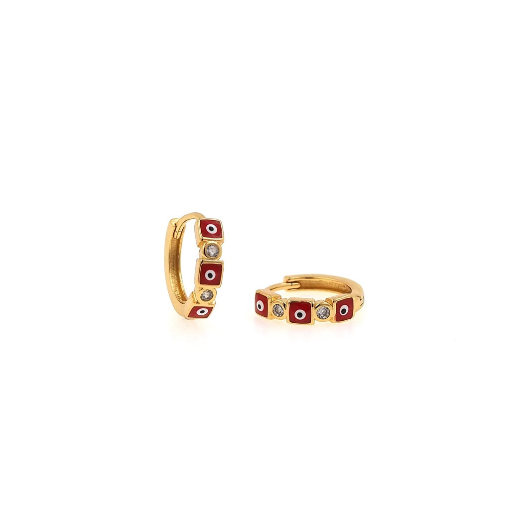 Enamel Evil Eye 925 Silver Earring