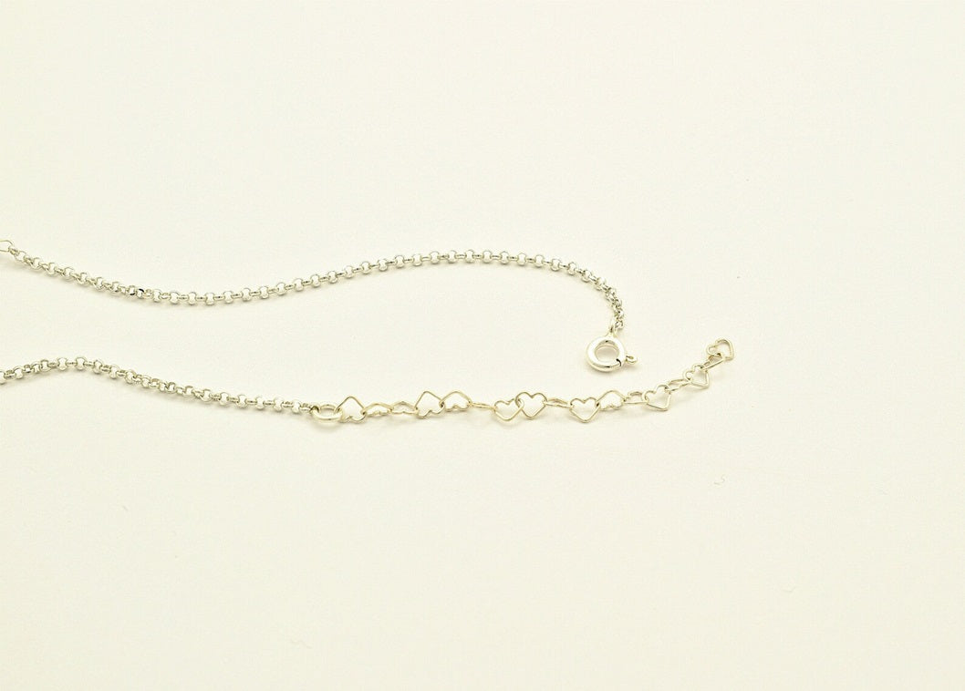 Heart & Evil Eye 925 Silver Anklet