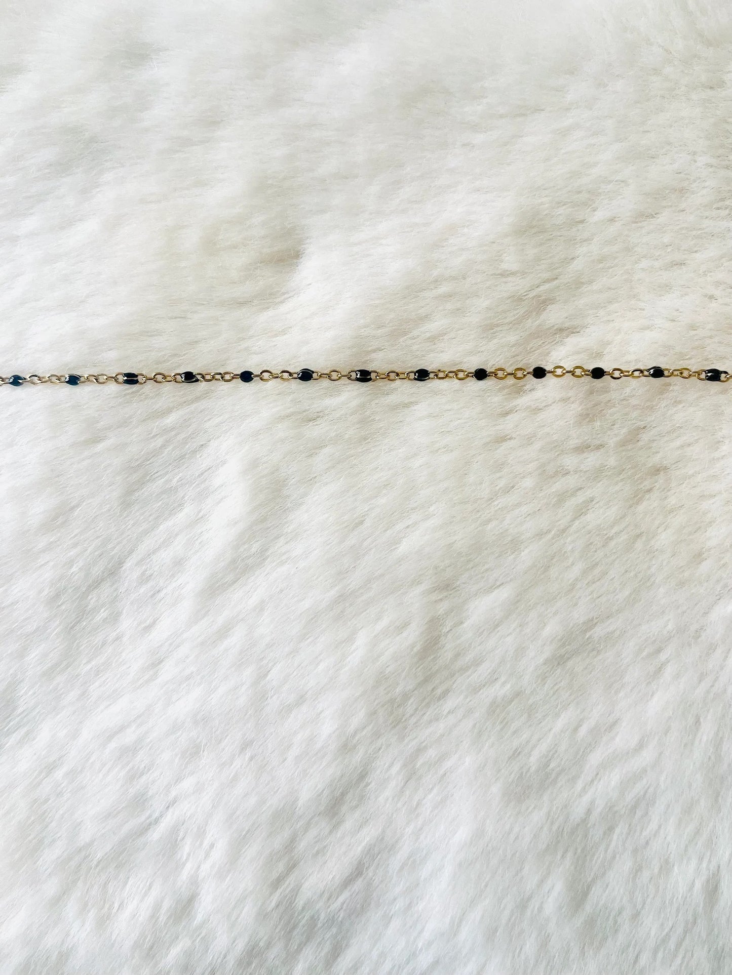 Black Beaded 925 Silver Anklet