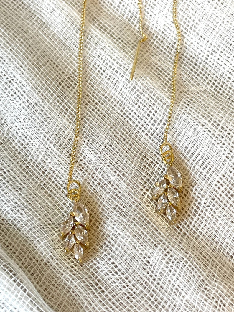 Leaf Charm Sui Dhaga 925 silver Earring