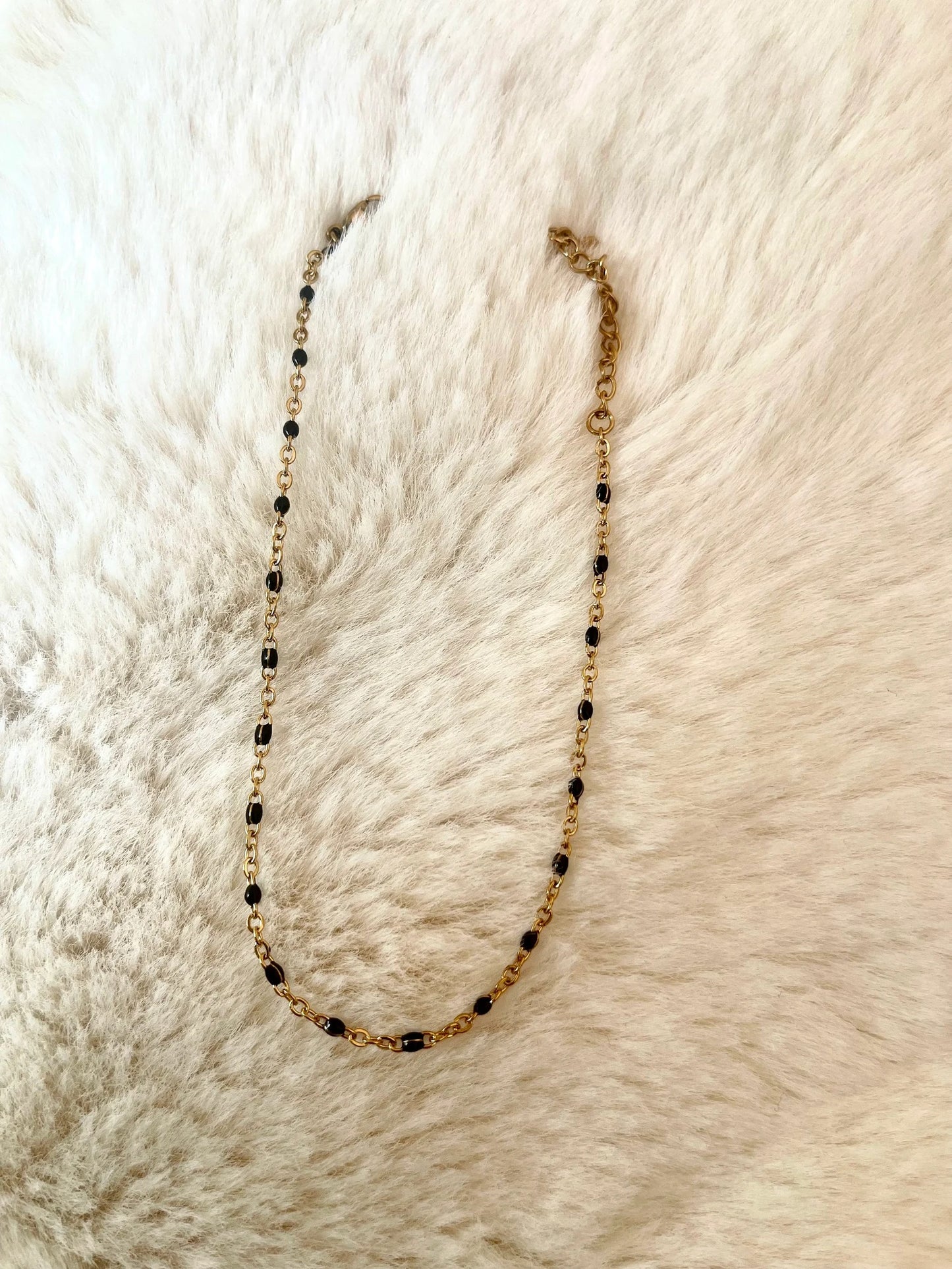 Black Beaded 925 Silver Anklet