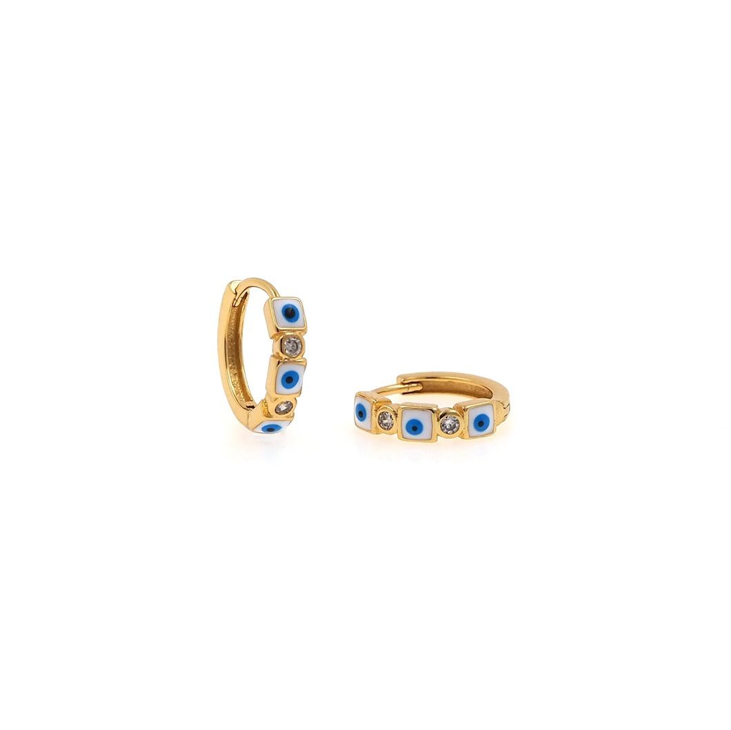 Enamel Evil Eye 925 Silver Earring