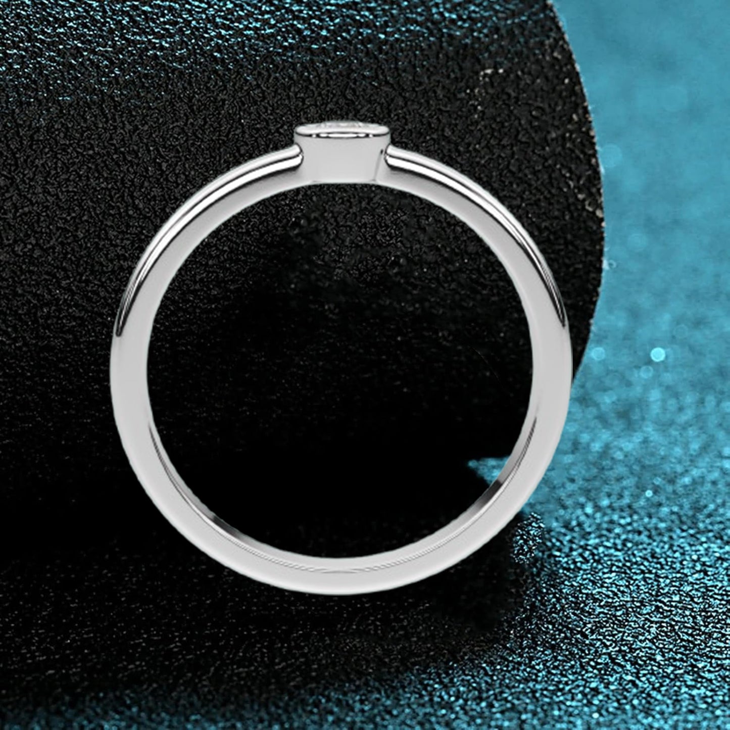 Bezel Moissanite Diamond 925 Silver Ring