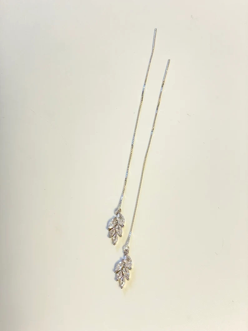 Leaf Charm Sui Dhaga 925 silver Earring