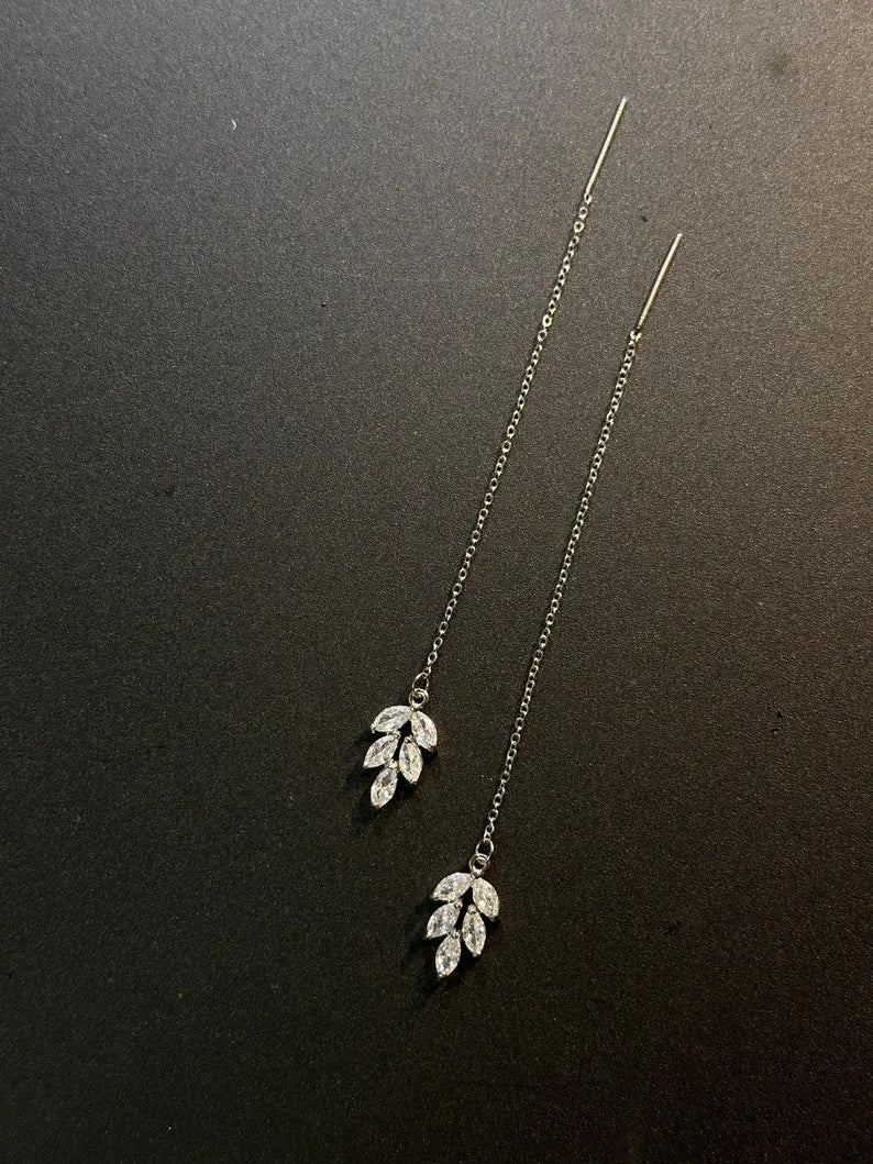 Leaf Charm Sui Dhaga 925 silver Earring