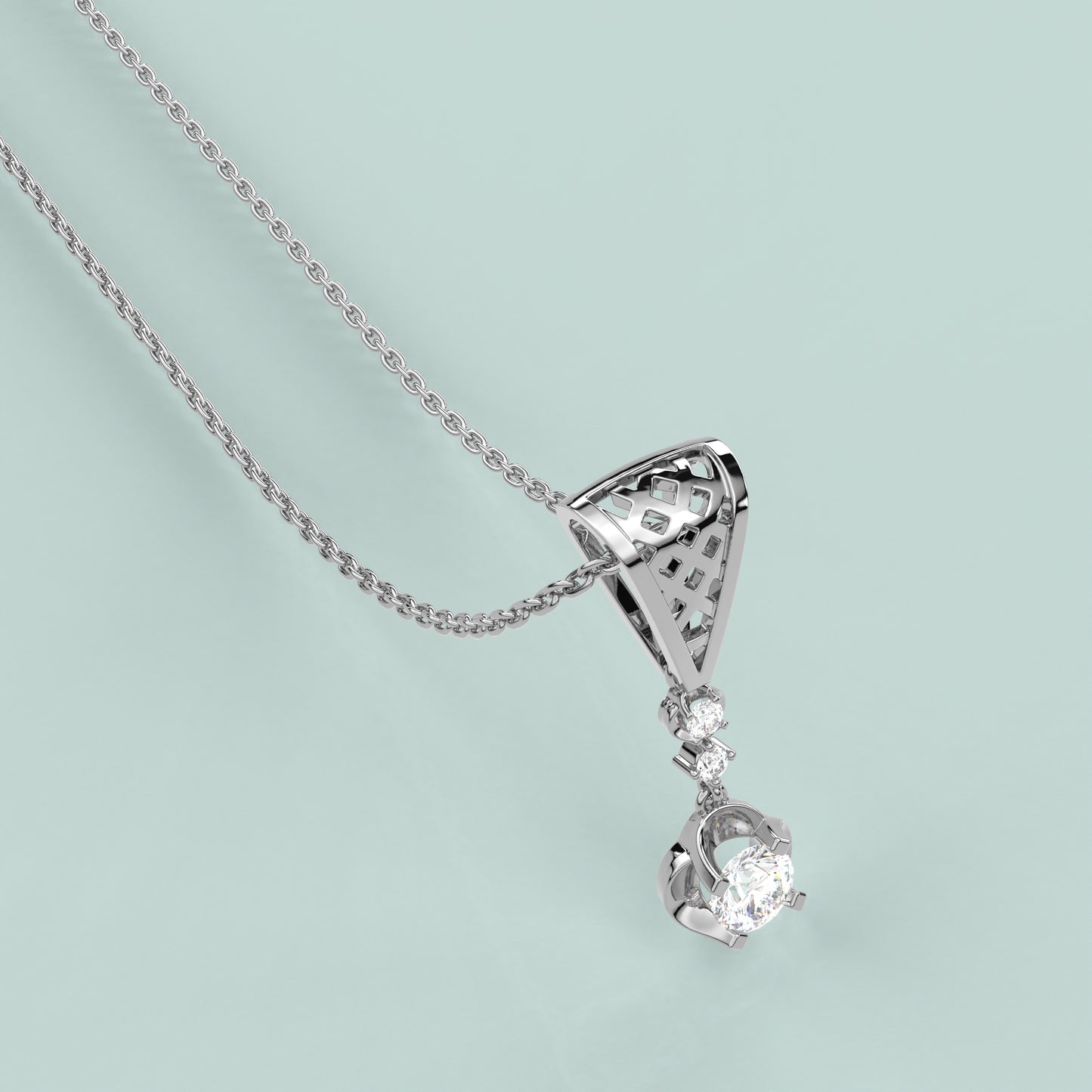 Drop Bar Moissanite Diamond 925 Silver Necklace
