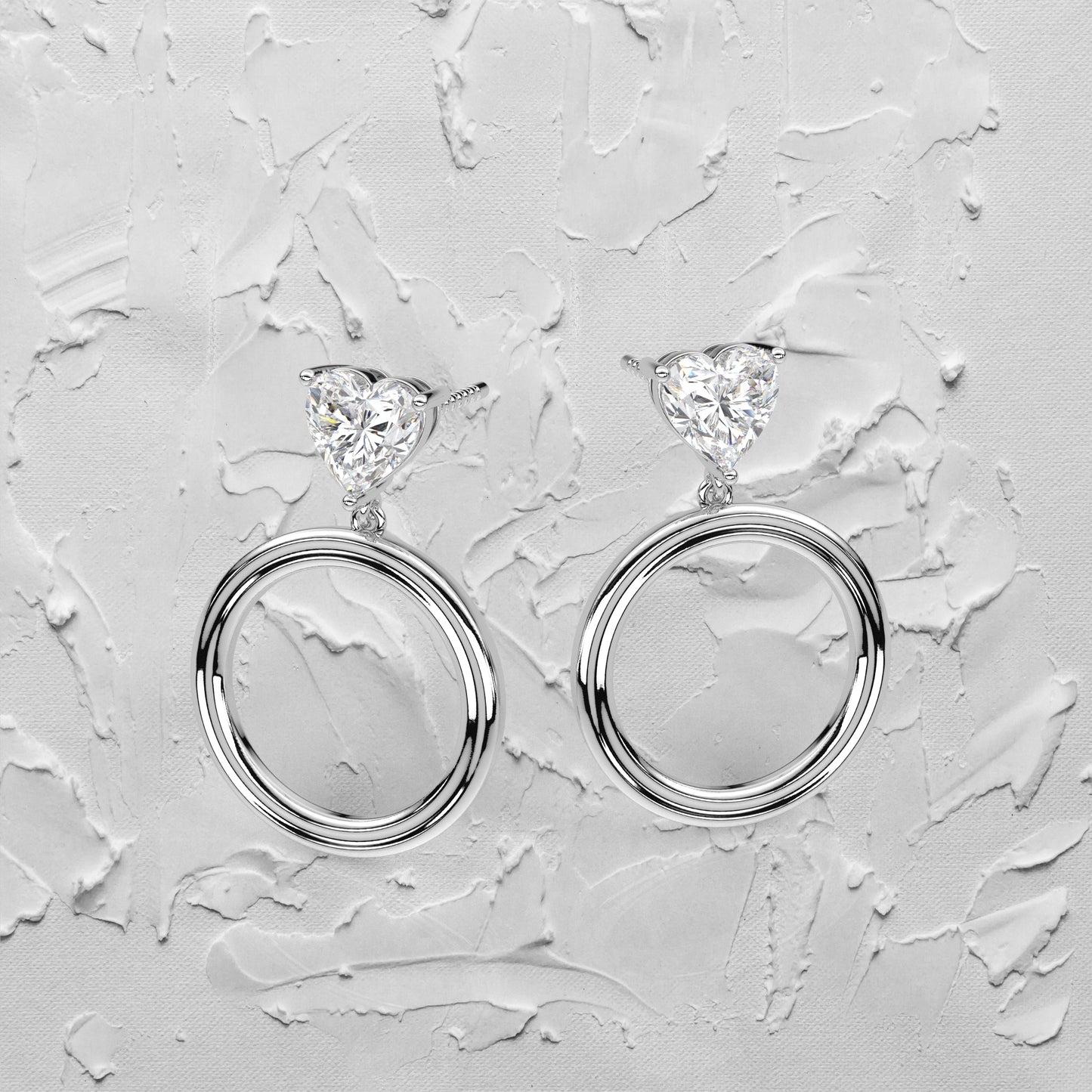Heart circle 1 Carat Moissanite Diamond 925 Silver Earring