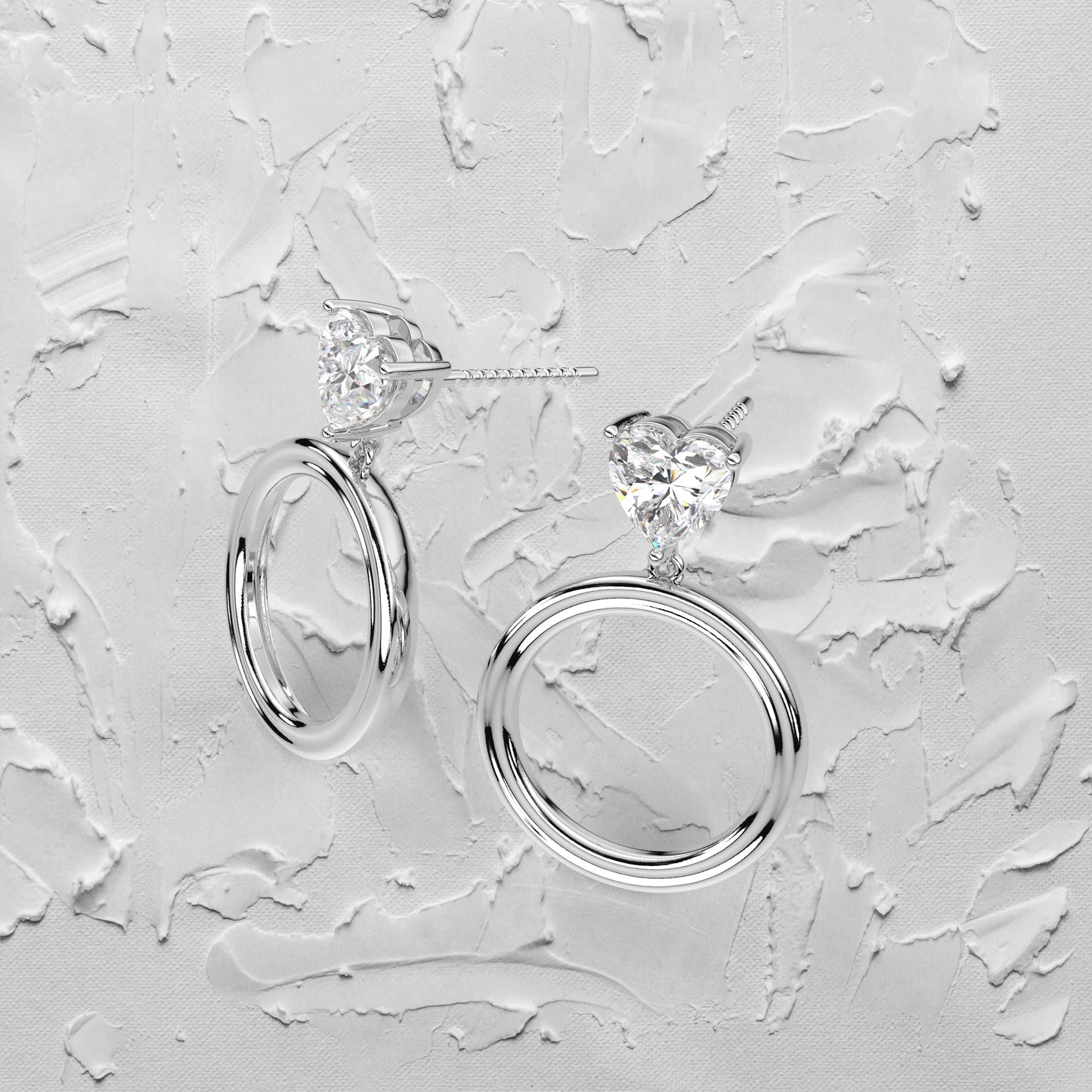 Heart circle 1 Carat Moissanite Diamond 925 Silver Earring