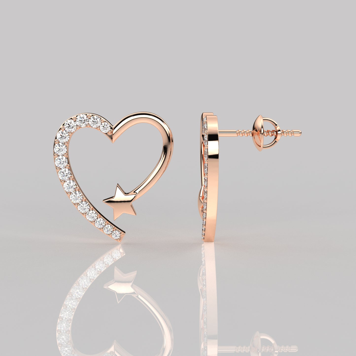 Heart star Moissanite Diamond 925 Silver Earring