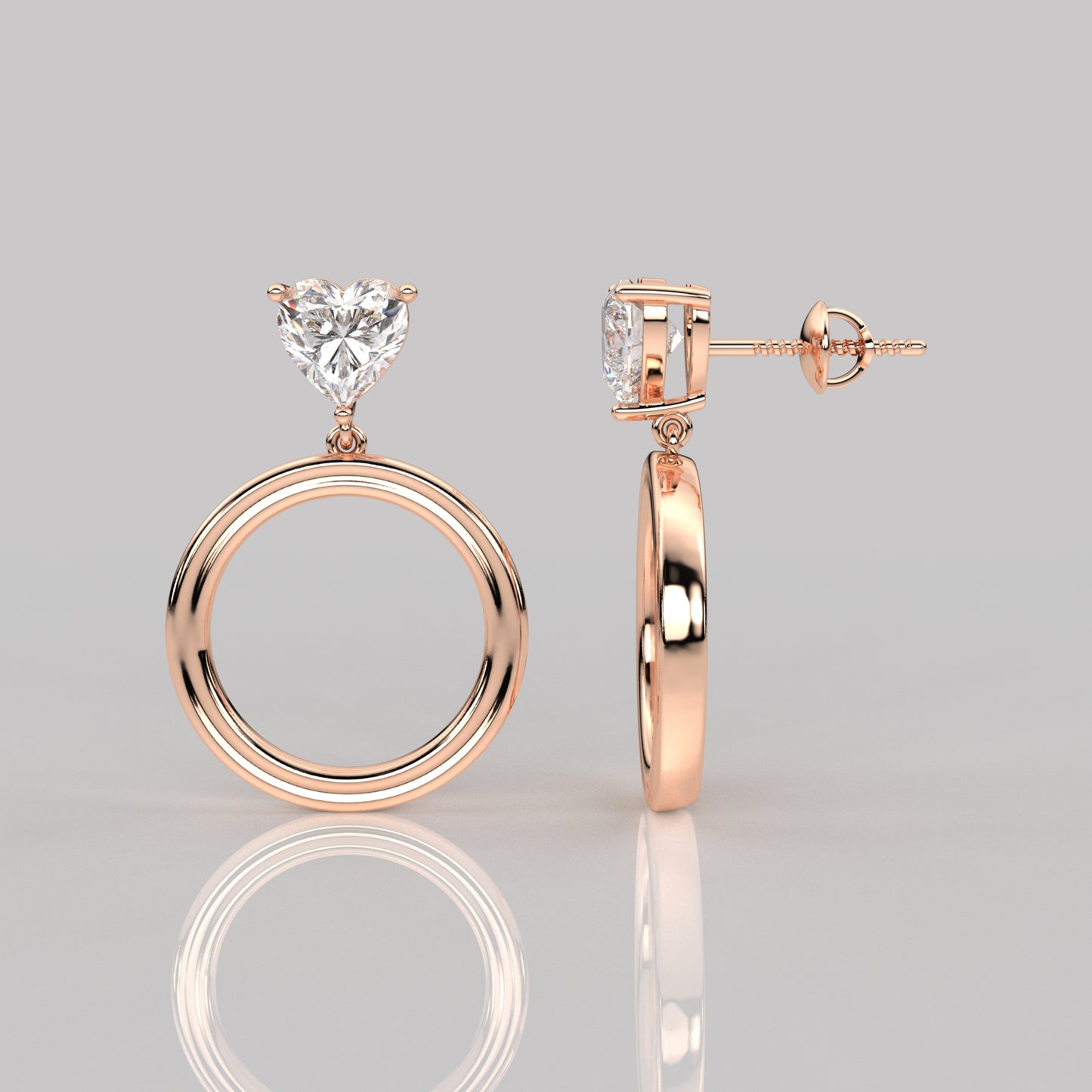 Heart circle 1 Carat Moissanite Diamond 925 Silver Earring
