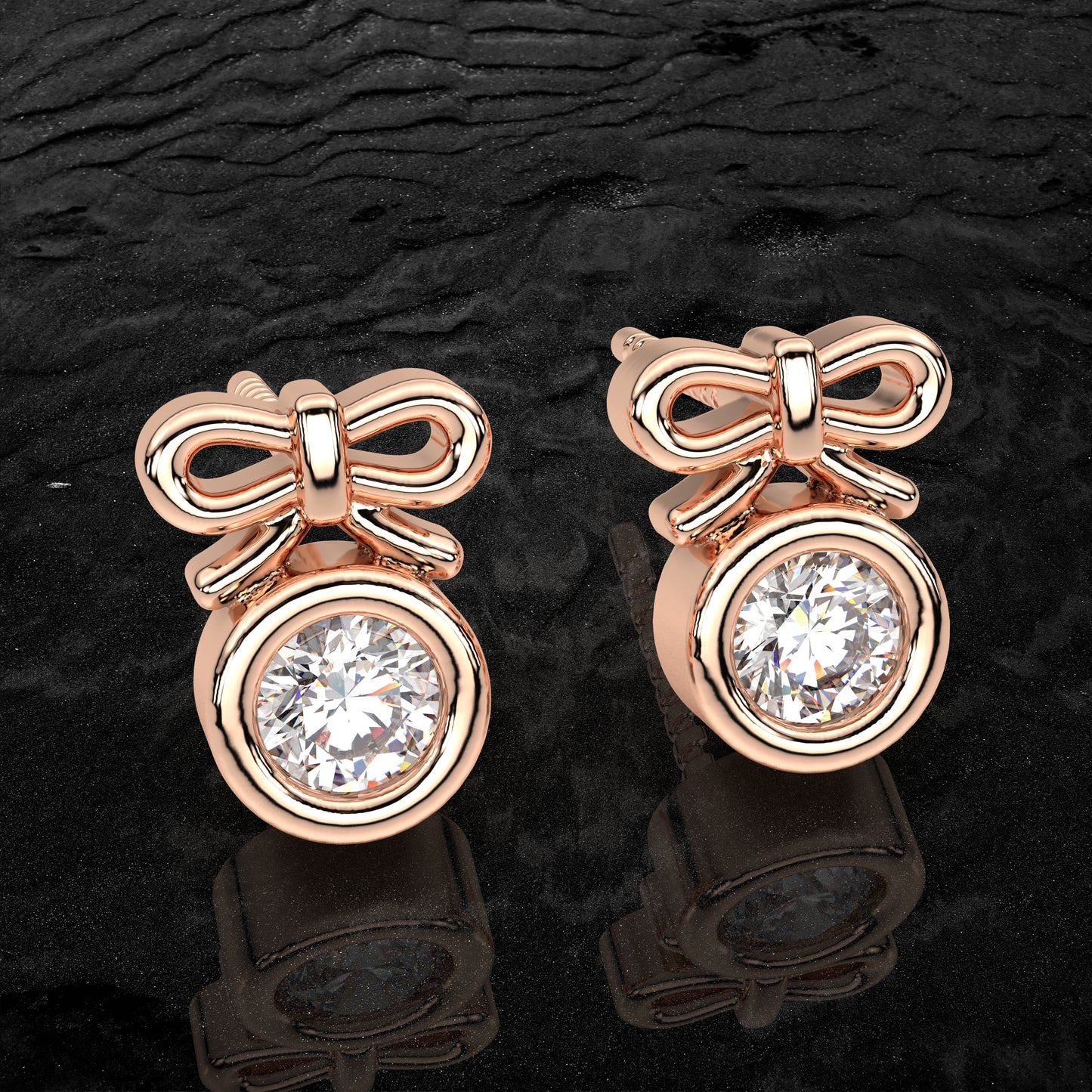 Deer round Moissanite Diamond 925 Silver Earring
