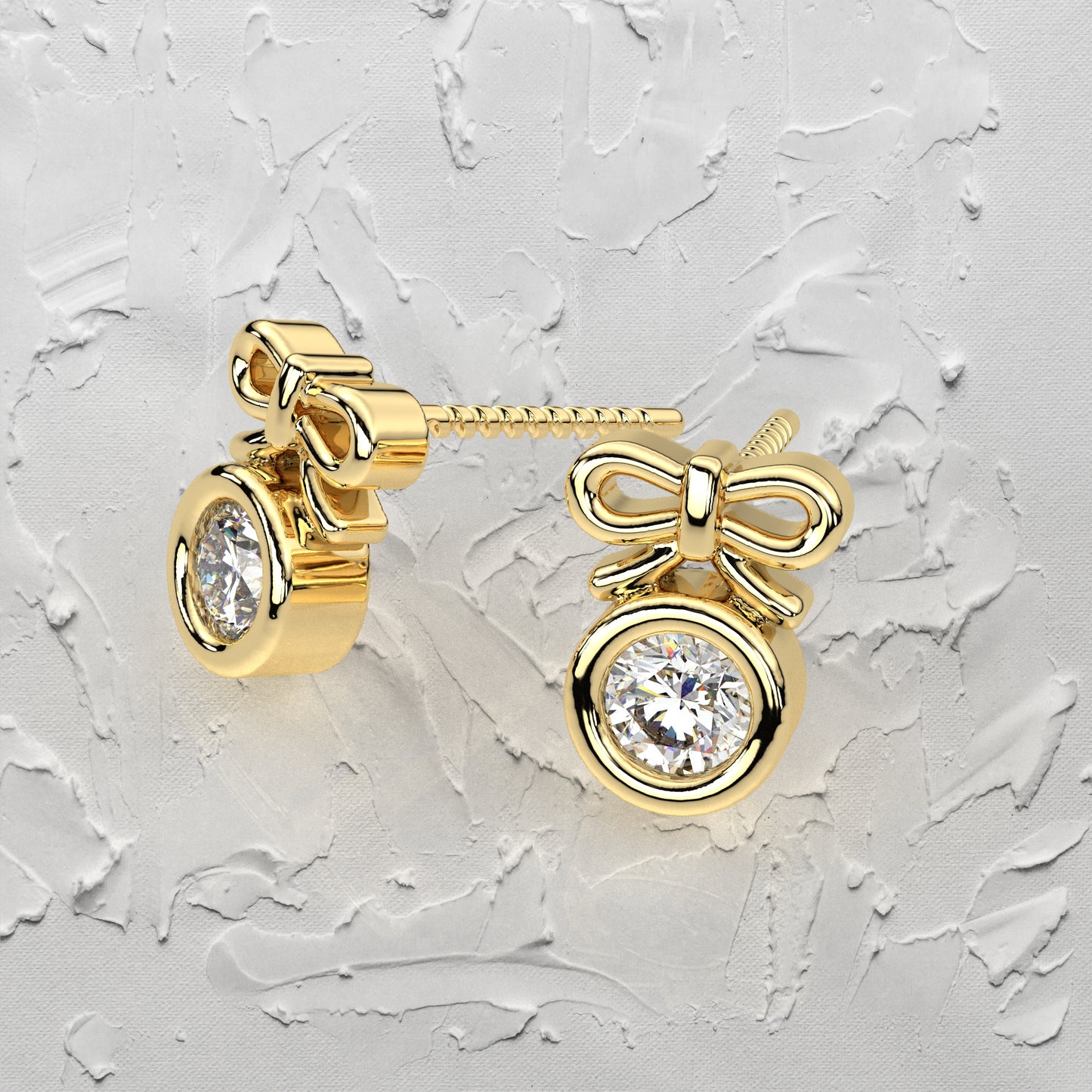 Deer round Moissanite Diamond 925 Silver Earring