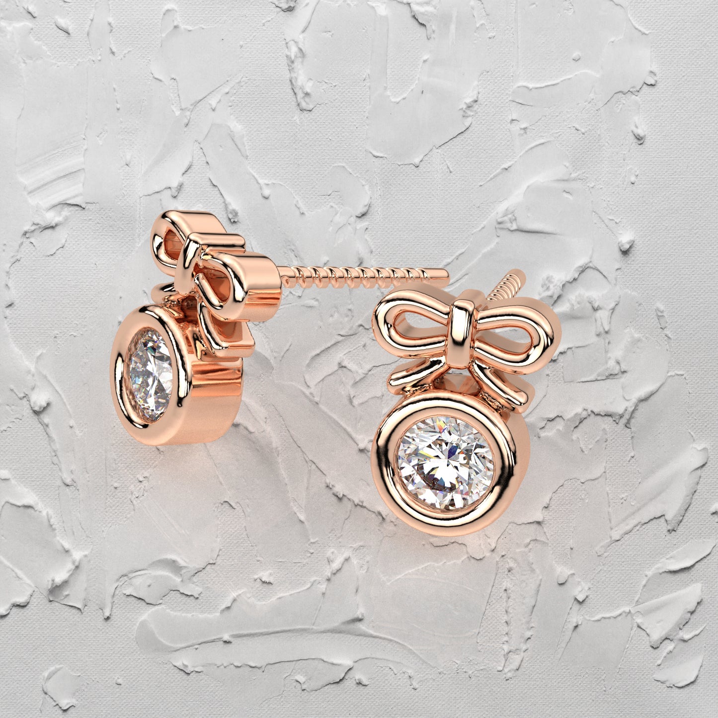 Deer round Moissanite Diamond 925 Silver Earring