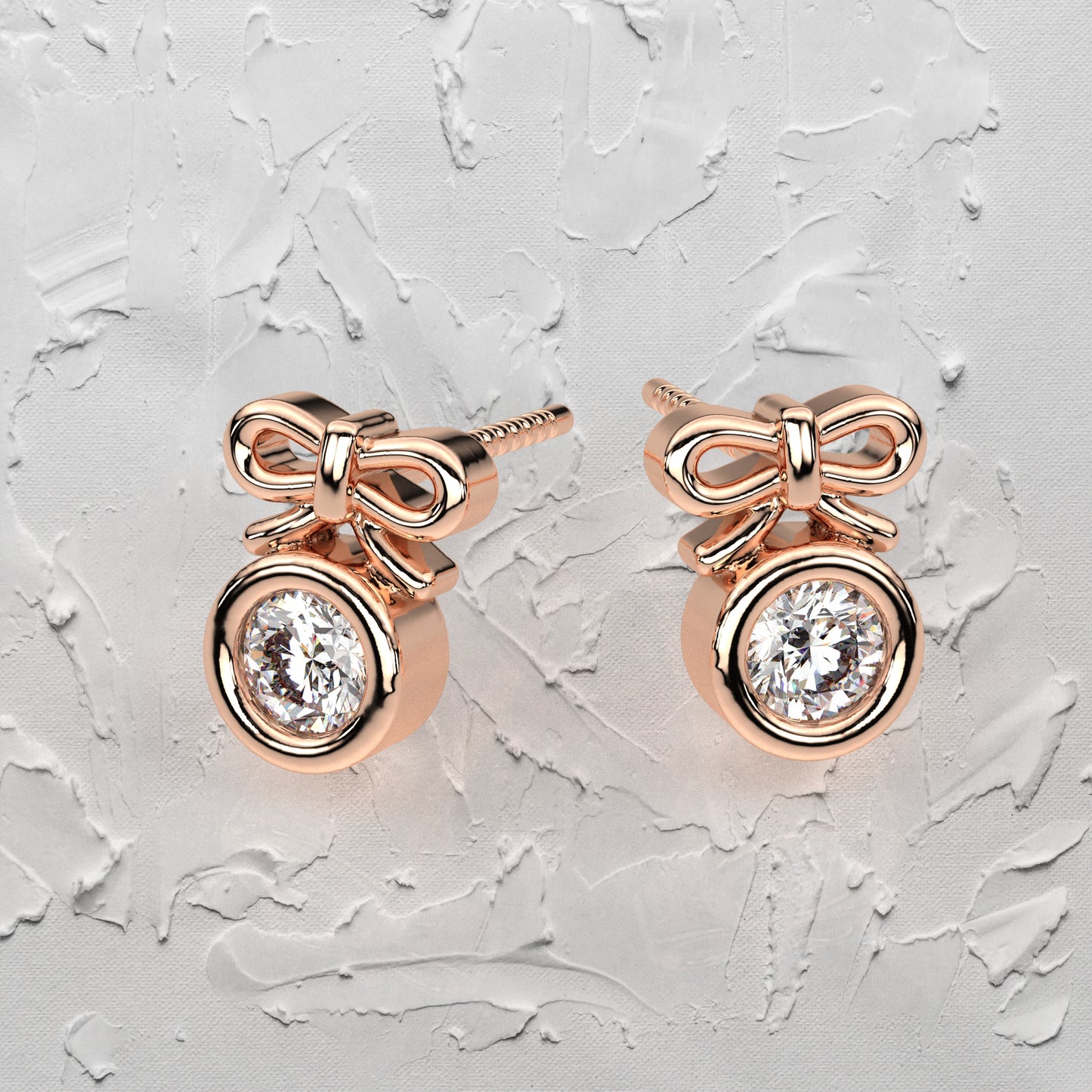 Deer round Moissanite Diamond 925 Silver Earring