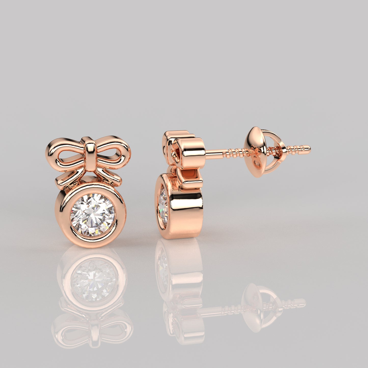 Deer round Moissanite Diamond 925 Silver Earring
