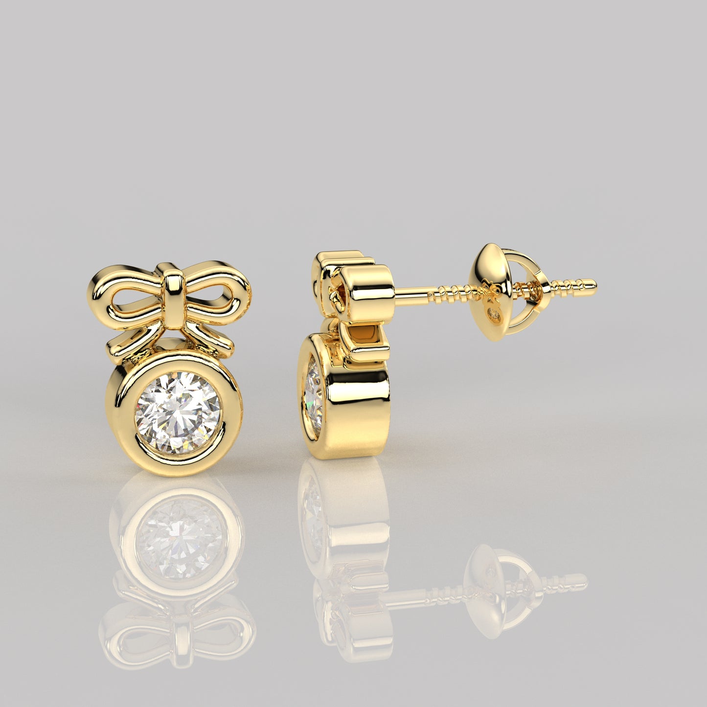 Deer round Moissanite Diamond 925 Silver Earring