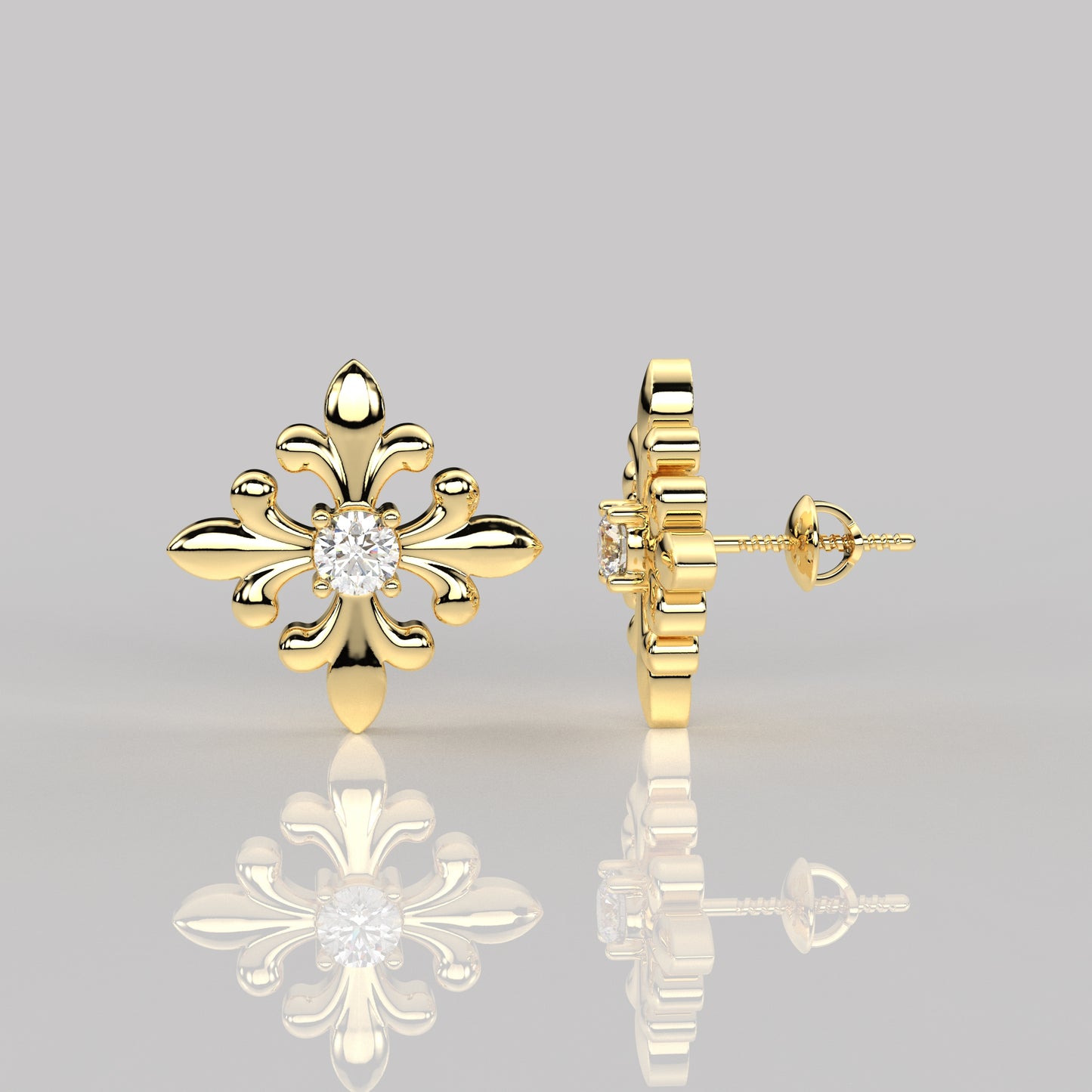 Monk Moissanite Diamond 925 Silver Earring