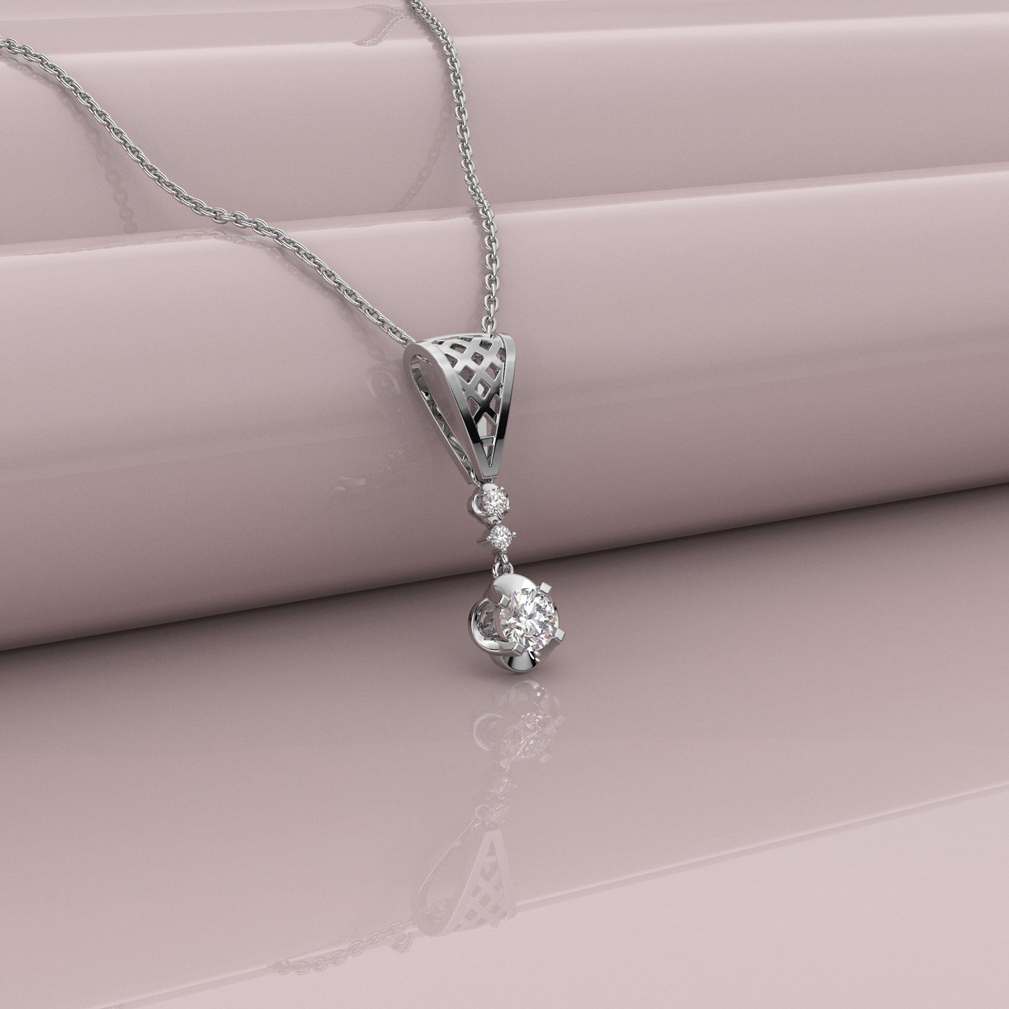 Drop Bar Moissanite Diamond 925 Silver Necklace