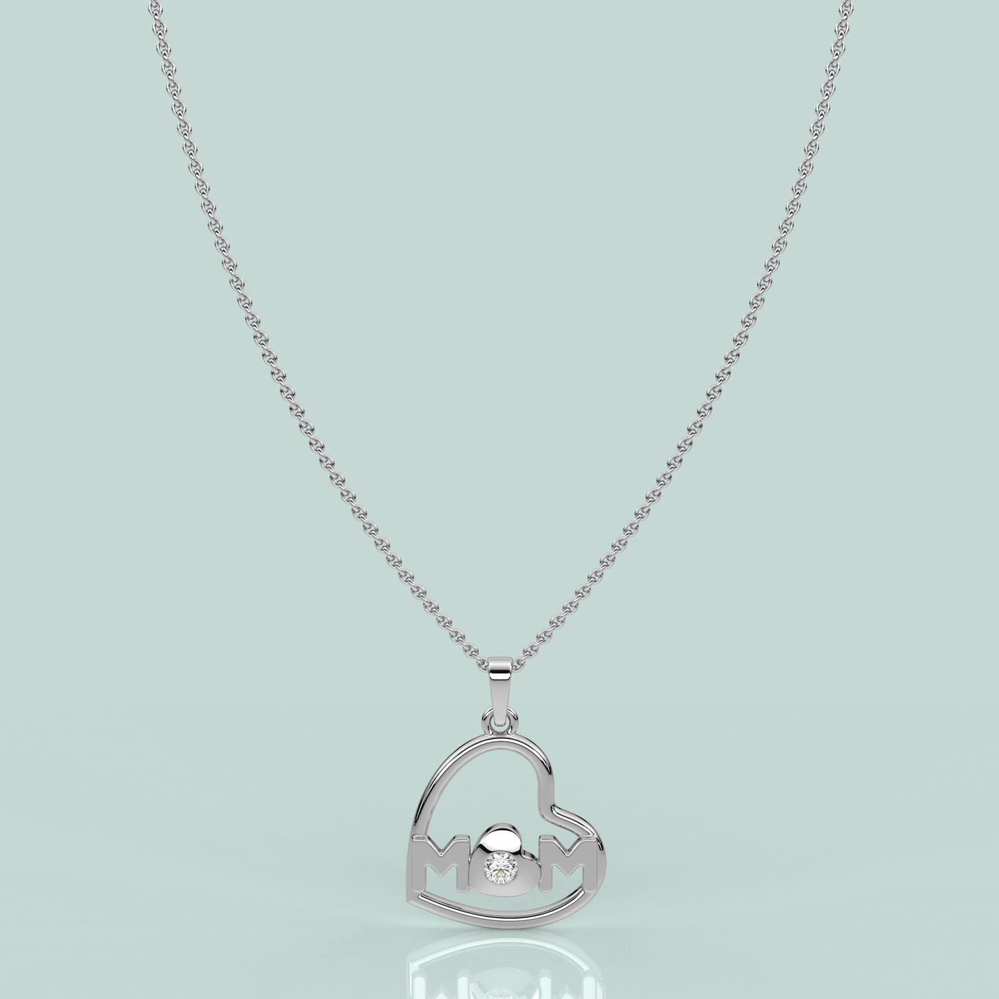 Heart (MOM) Moissanite Diamond 925 Silver Necklace