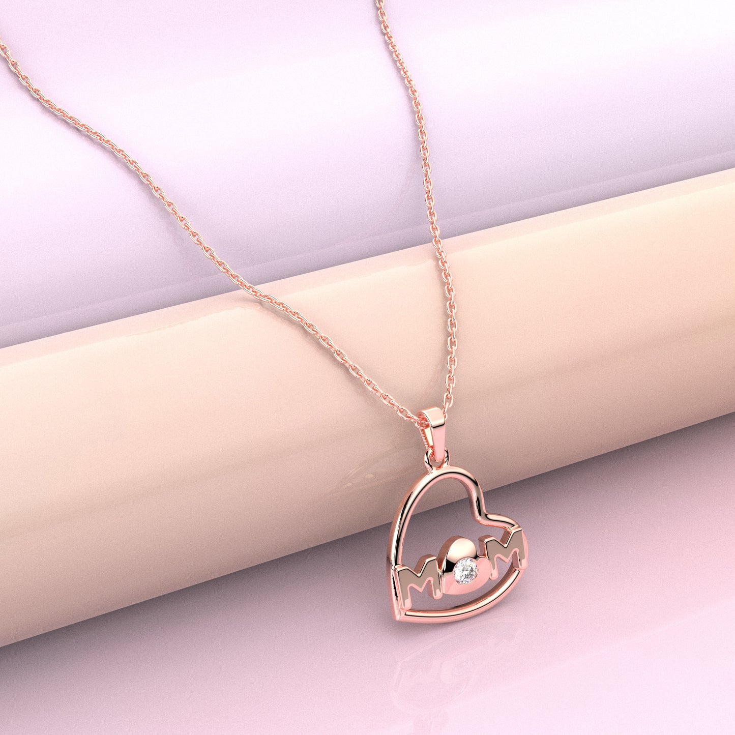 Heart (MOM) Moissanite Diamond 925 Silver Necklace