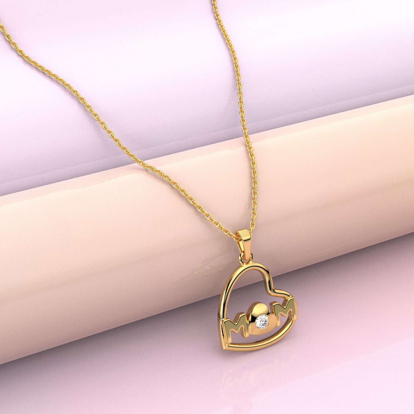 Heart (MOM) Moissanite Diamond 925 Silver Necklace