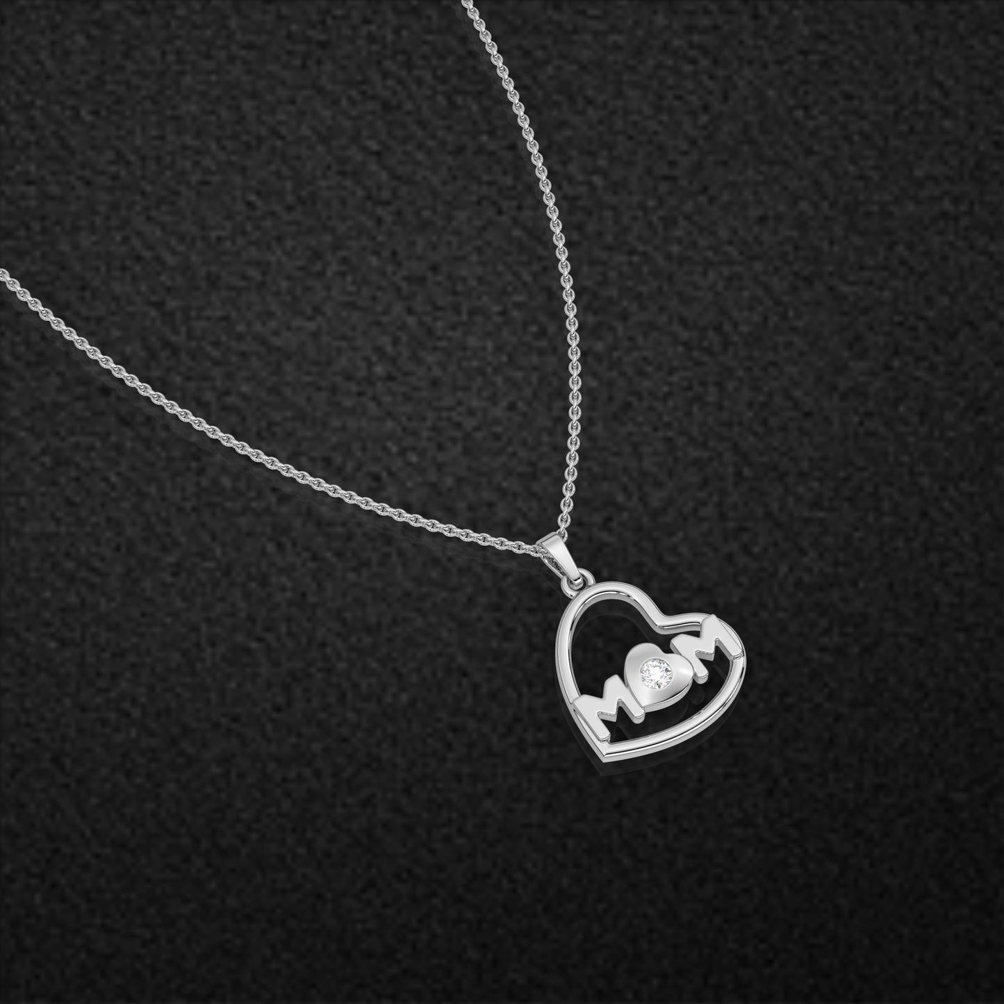 Heart (MOM) Moissanite Diamond 925 Silver Necklace