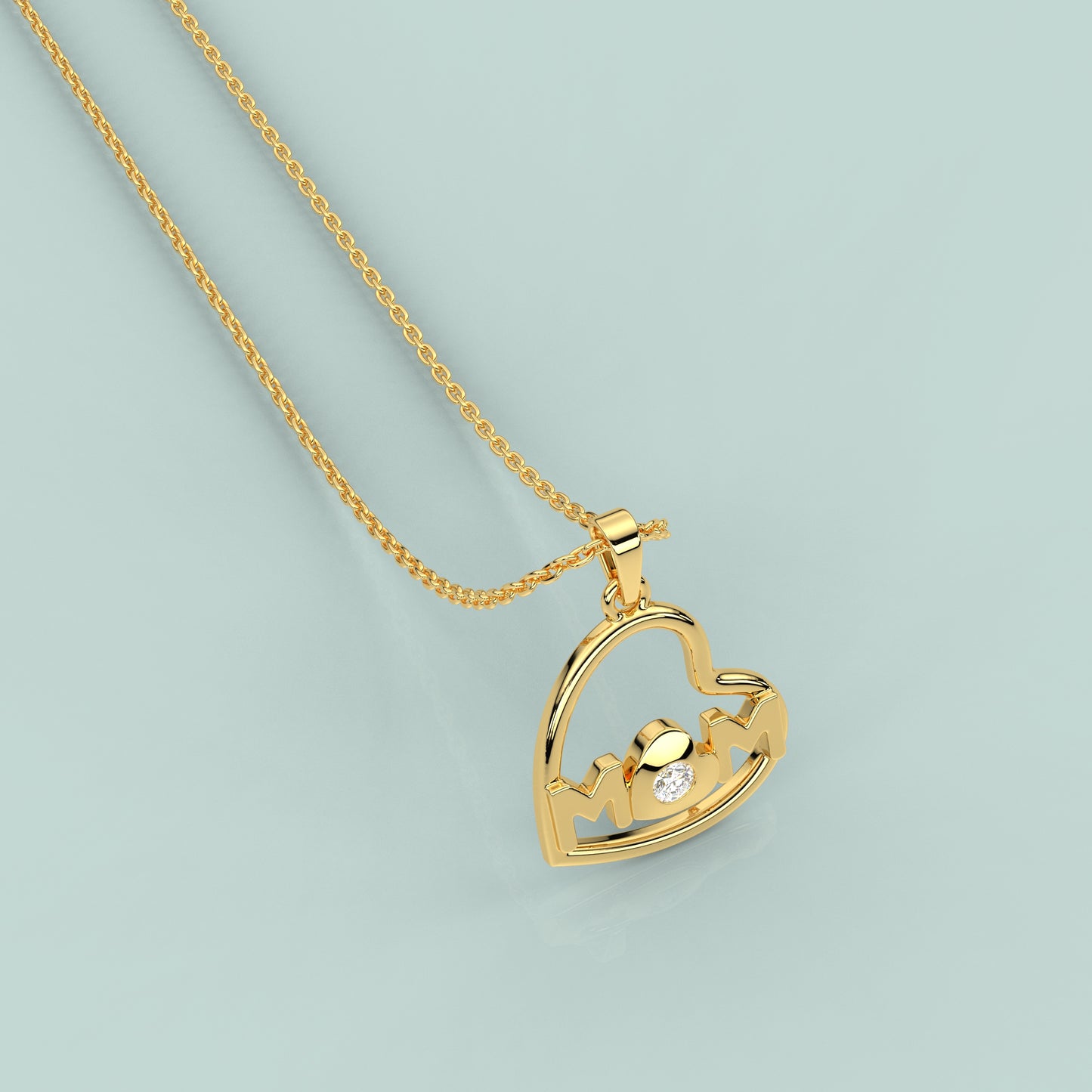 Heart (MOM) Moissanite Diamond 925 Silver Necklace