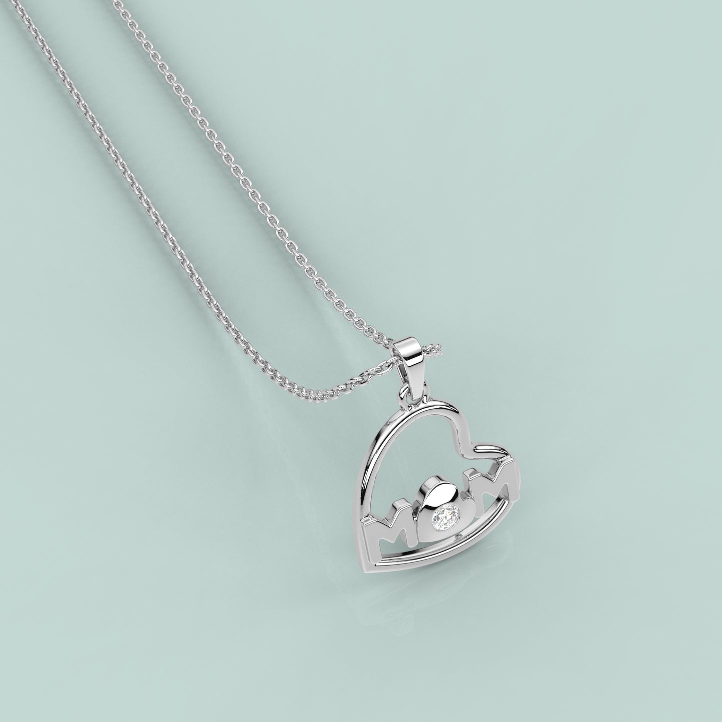 Heart (MOM) Moissanite Diamond 925 Silver Necklace