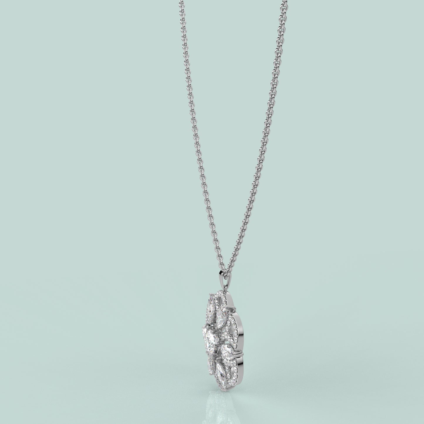 Clusters Moissanite Diamond 925 Silver Necklace