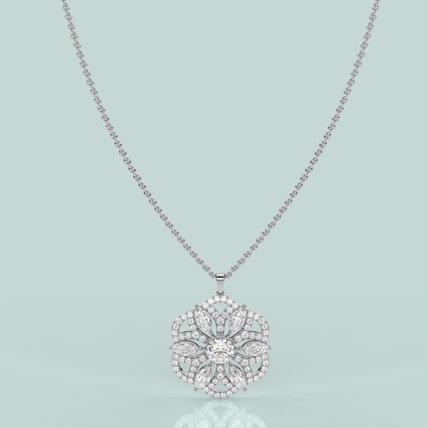 Clusters Moissanite Diamond 925 Silver Necklace