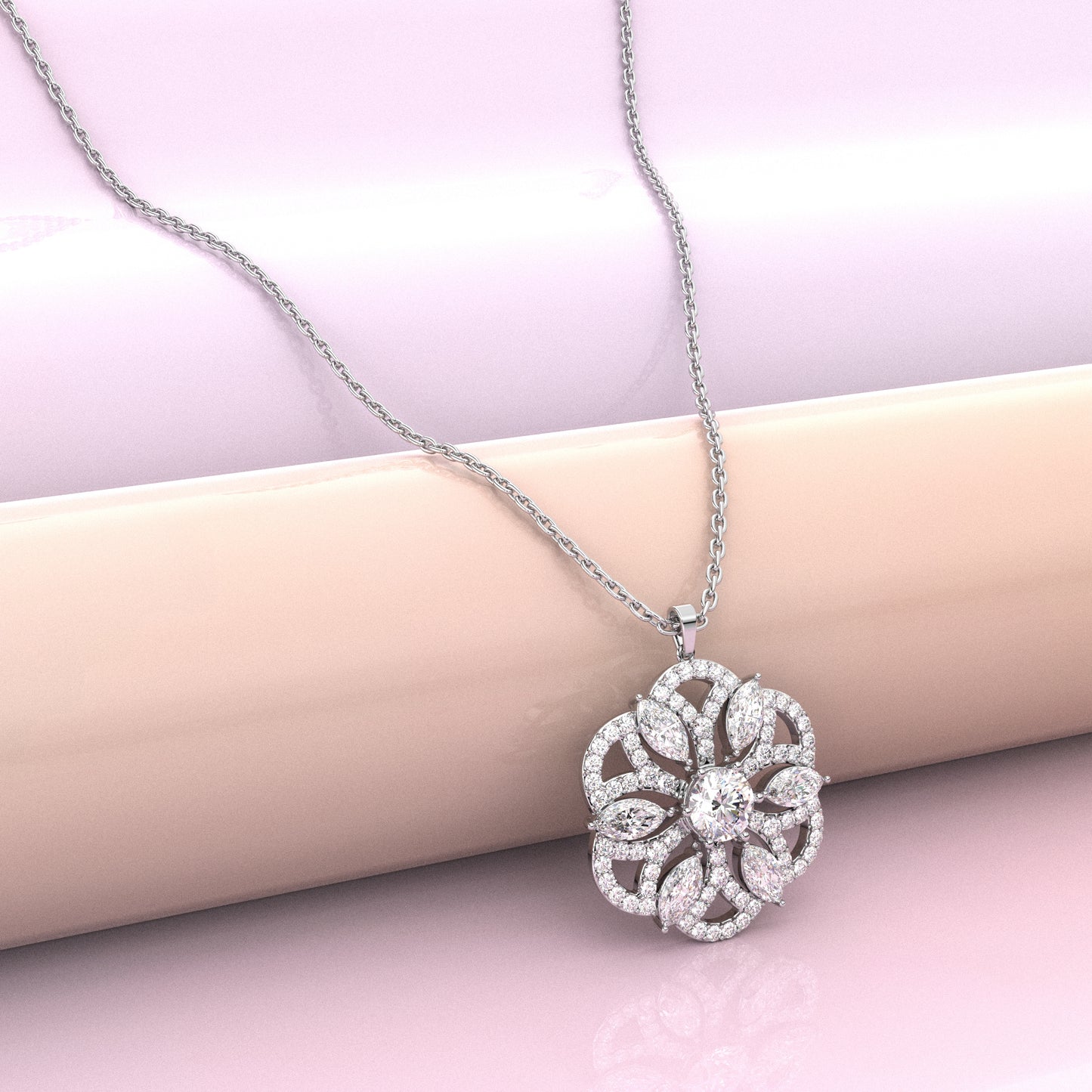 Clusters Moissanite Diamond 925 Silver Necklace