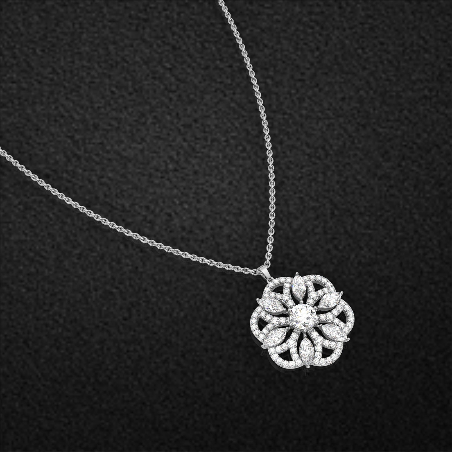 Clusters Moissanite Diamond 925 Silver Necklace