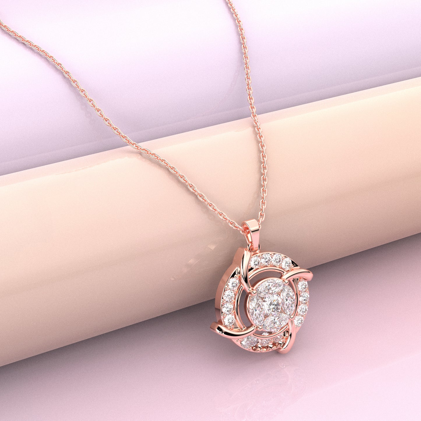 Circle Link Moissanite Diamond 925 Silver Necklace