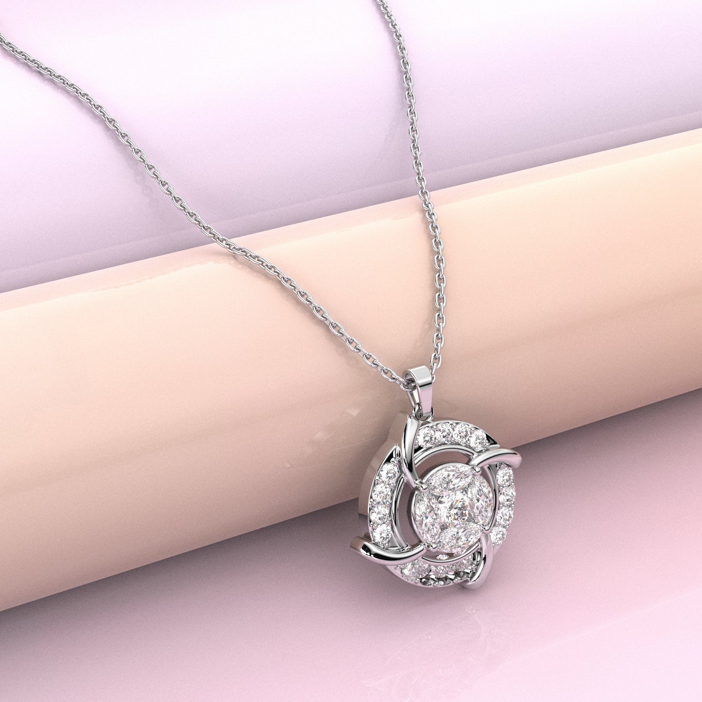 Circle Link Moissanite Diamond 925 Silver Necklace