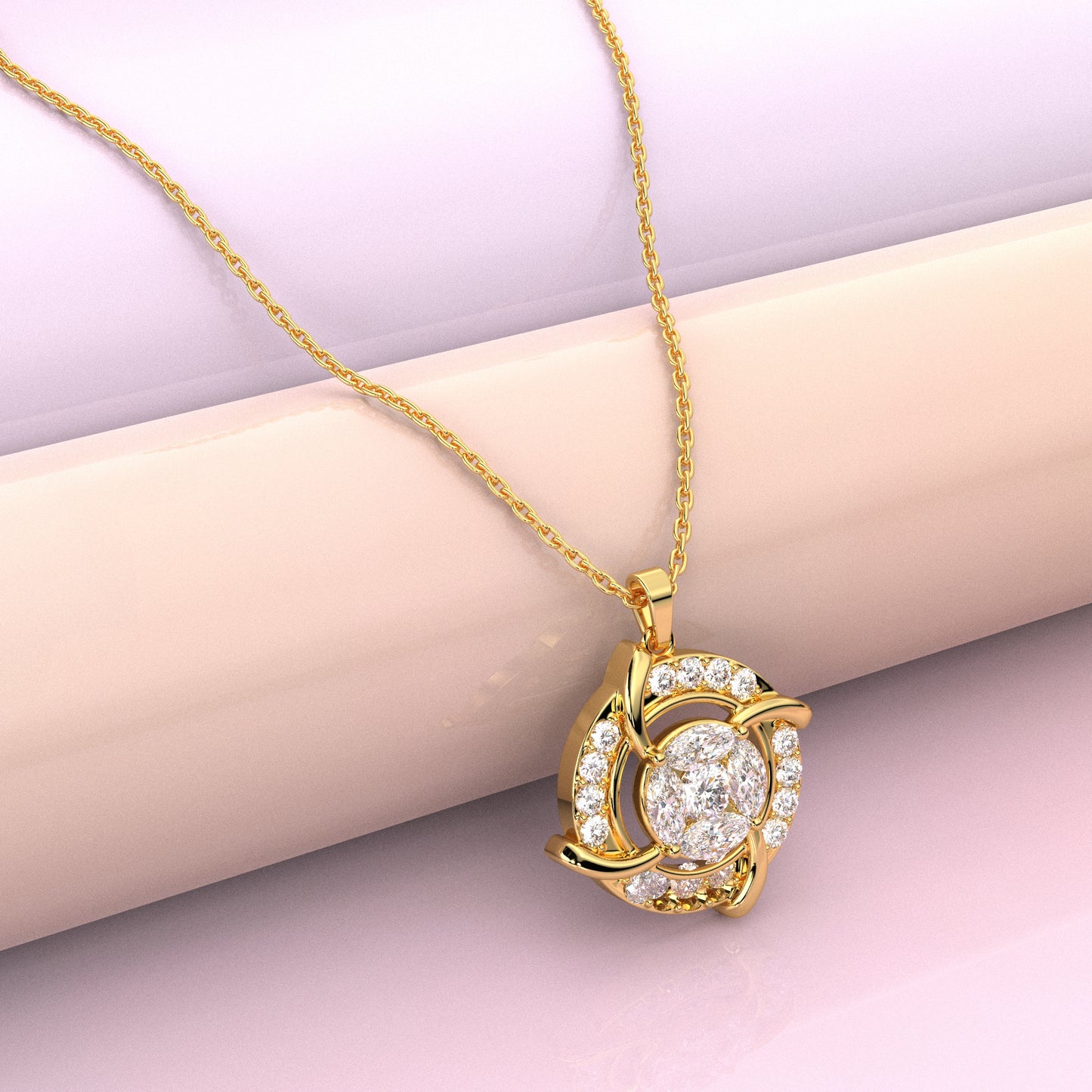 Circle Link Moissanite Diamond 925 Silver Necklace