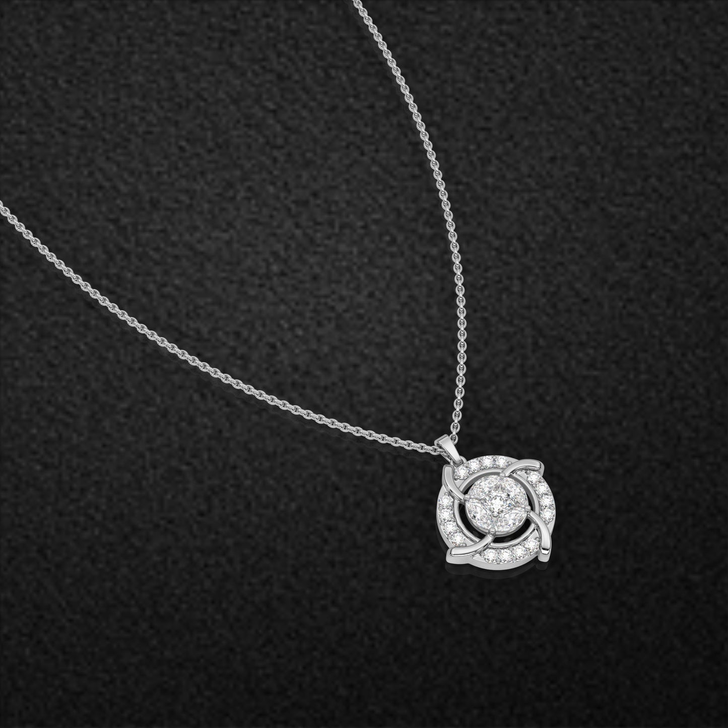 Circle Link Moissanite Diamond 925 Silver Necklace