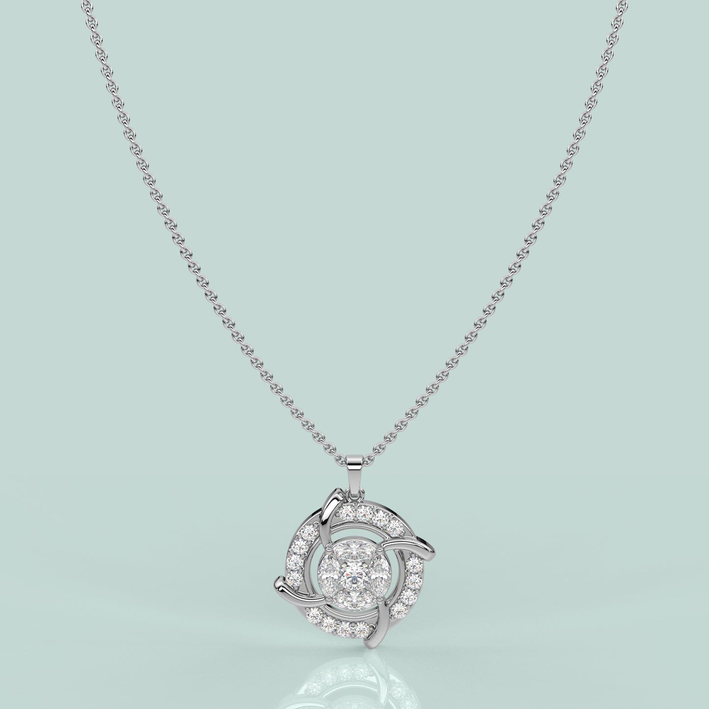 Circle Link Moissanite Diamond 925 Silver Necklace