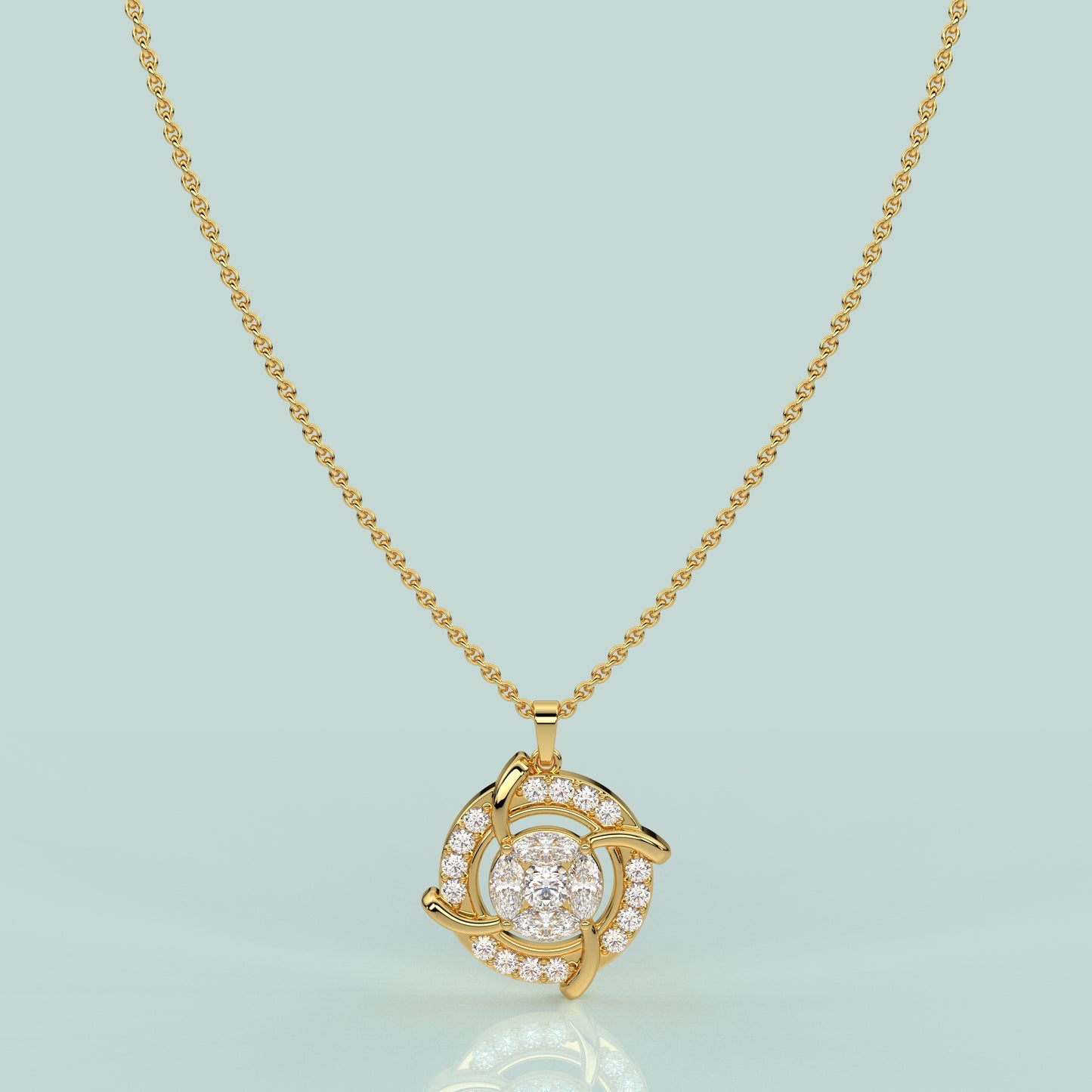 Circle Link Moissanite Diamond 925 Silver Necklace