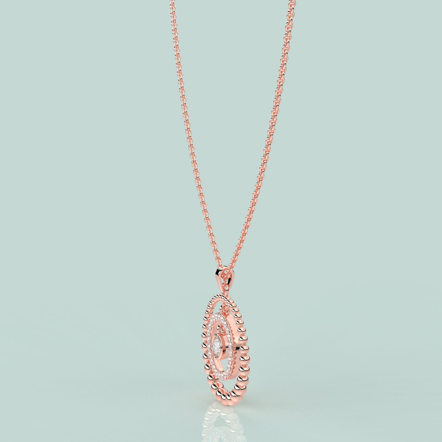 Round Beed Moissanite Diamond 925 Silver Necklace
